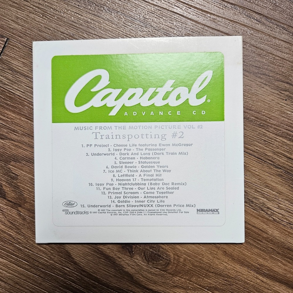 Music From The Motion‎ Picture Vol #2 – Trainspotting #2 1997 Capitol Promo CD